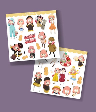 Anya-Spyxfamily-2 Li Sticker Set Spy X family parlak sticker hediye etiket çıkartmaları anime süsleme