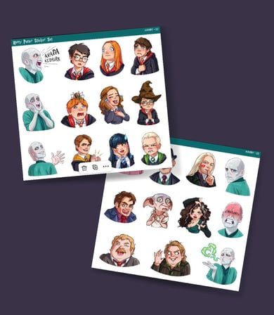Karakter Emoji Seti 2 Li Sticker Set Harry Potter Karakterleri Emoji süsleme parlak etiket çıkartmaları telefon etiketi