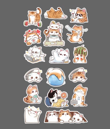 Sevimli Kedi etiketleri 2 Li - sevimli sticker -kawai cat -Telefon süslemeleri kedi çıkartmaları -mat kağıt-