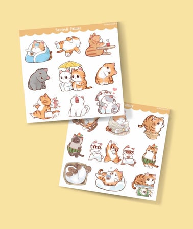 -mat kağıt-Sevimli Kedi etiketleri -kawai cat -2 Li - sevimli sticker -Telefon süslemeleri kedi çıkartmaları