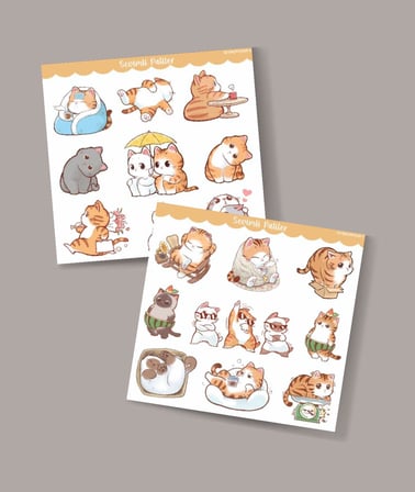 -mat kağıt-Sevimli Kedi etiketleri -kawai cat -2 Li - sevimli sticker -Telefon süslemeleri kedi çıkartmaları