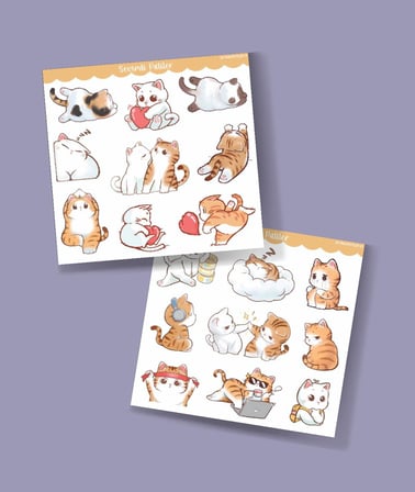 kedi çıkartmaları-2 Li - -mat kağıt-Sevimli Kedi etiketleri -kawai cat -sevimli sticker -Telefon süslemeleri