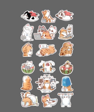kawai cat -kedi etiketleri -2 Li - -mat kağıt-Sevimli Kedi çıkartmaları -sevimli sticker -Telefon süslemeleri