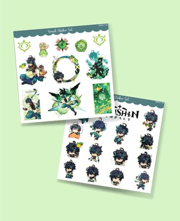 Genshin İmpact-Kinich 2 Li Sticker Set Parlak Kağıt oyun karakteri Kinich telefon süsleme etiketi