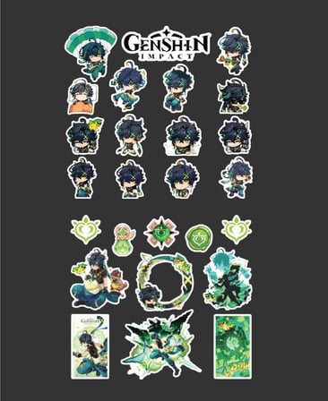 Genshin İmpact-Kinich 2 Li Sticker Set Parlak Kağıt oyun karakteri Kinich telefon süsleme etiketi