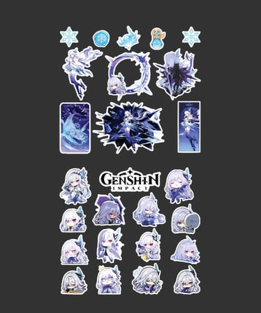 Skirk-Genshin İmpact 2 Li Sticker Set Parlak Kağıt oyun karakteri Skirk telefonçıkartmaları süsleme etiketi