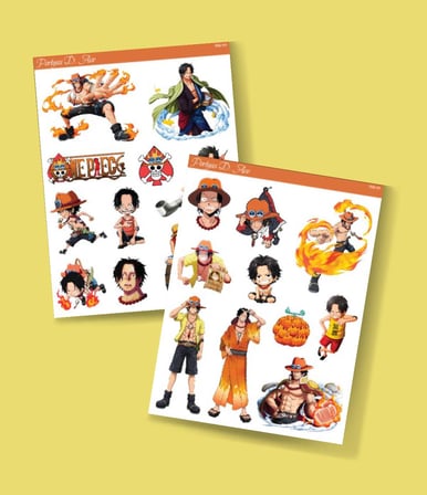 Portgas D. Ace-One piece 2Li sticker set - telefon süsleme etiketleri-ödül çıkartmaları- anime etiketi