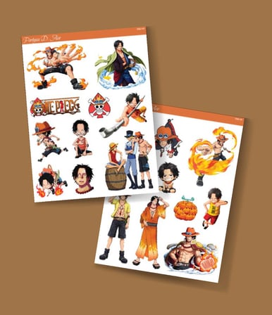 Portgas D. Ace-One piece 2Li sticker set - telefon süsleme etiketleri-ödül çıkartmaları- anime etiketi