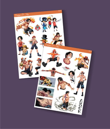 One piece 2Li sticker set -Portgas D. Ace-telefon süsleme etiketleri-ödül çıkartmaları- anime etiketi