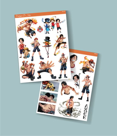 One piece 2Li sticker set -Portgas D. Ace-telefon süsleme etiketleri-ödül çıkartmaları- anime etiketi