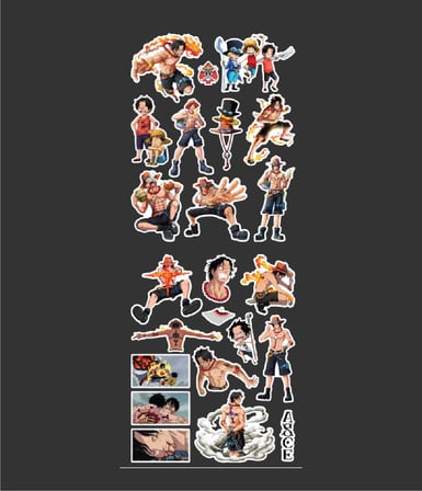 One piece 2Li sticker set -Portgas D. Ace-telefon süsleme etiketleri-ödül çıkartmaları- anime etiketi