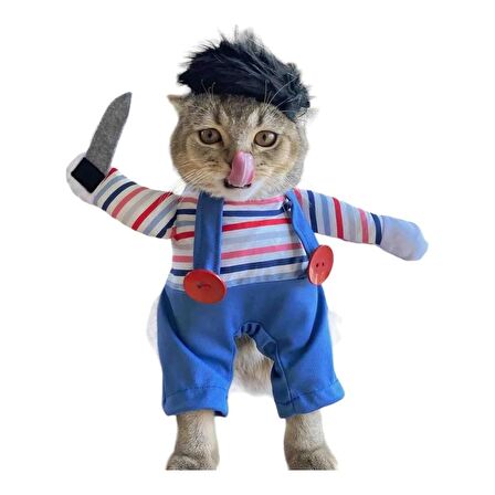 Katil Bebek Chucky Kedi Kostümü S Beden (4-6 kg)