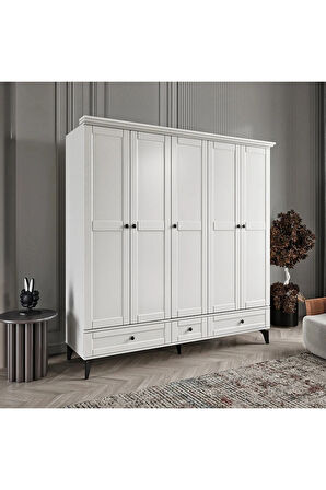 DALİ 5 KAPAKLI BEYAZ GARDIROP TAMAMI MDF