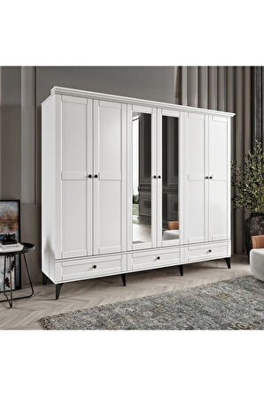 DALİ 6 KAPAKLI BEYAZ GARDIROP TAMAMI MDF