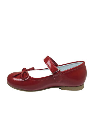 Ortaç Emt Filet Kırmızı Rugan Bıyık Fiyonk Kız Çocuk Babet Abiye Ayakkabı Düğün