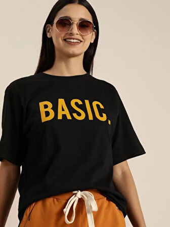 Baskılı Kadın T-shirt - Siyah
