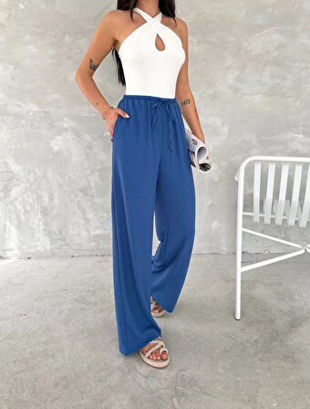 Ayrobin Oversize Kadın Pantalon - Saks