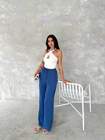 Ayrobin Oversize Kadın Pantalon - Saks