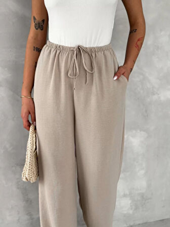 Ayrobin Oversize Kadın Pantalon - Bej