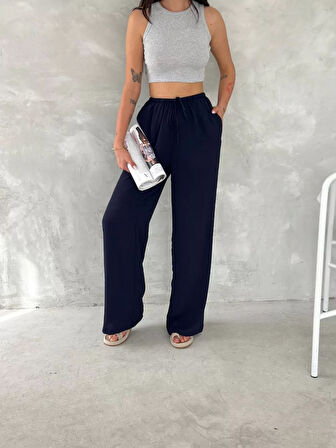 Ayrobin Oversize Kadın Pantalon - Lacivert