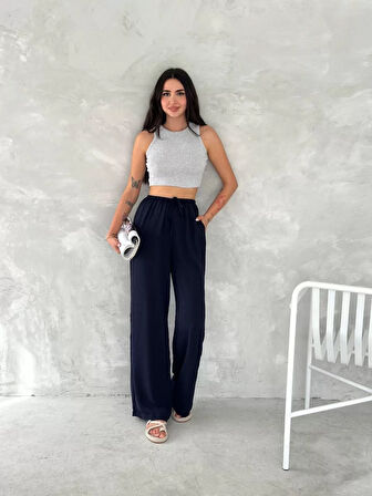 Ayrobin Oversize Kadın Pantalon - Lacivert