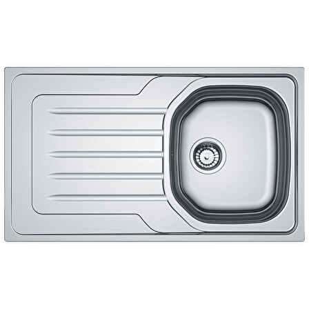 Franke Onda Line OLL 611-86 Dekorlu Sol Damlalıklı Paslanmaz Çelik Mutfak Eviyesi 86x50 cm