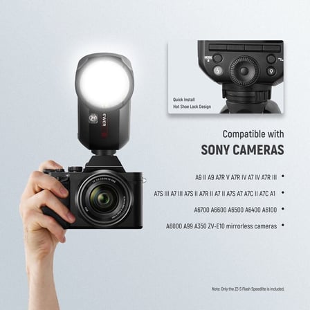 Neewer Z2PRO-S Sony Uyumlu 76W Yuvarlak Kafa Akülü Tepe Flaşı