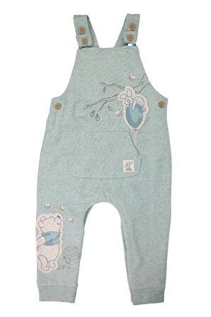 Bebek %100 Pamuk Disney Winnie The Pooh Baskılı Uzun Kollu Bodysuit Ve Salopet Takımı