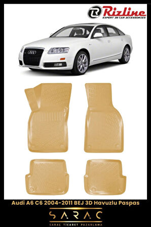 Rizline Audi A6 2006 Model BEJ 3D Havuzlu Paspas