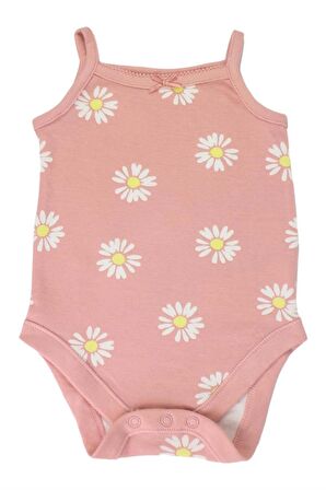 Kız Bebek Papatya Baskılı %100 Pamuk 5'li Bodysuit / Zıbın