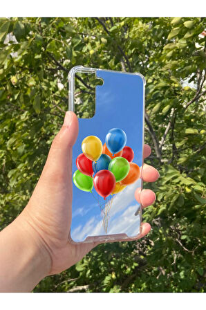 Samsung S21 Plus Uyumlu Aynalı Balon Desenli Darbe Kamera Korumalı Silikon Telefon Kılıfı