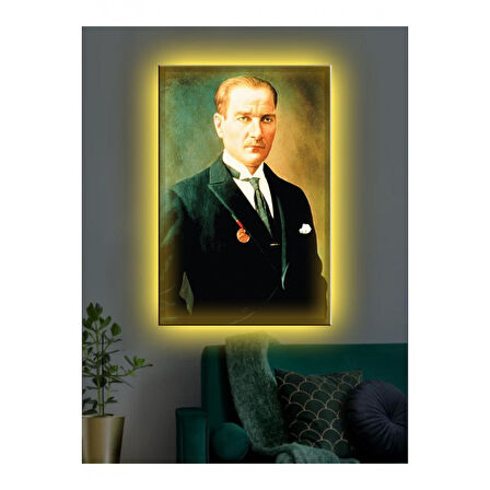 Kanvas Tablo Atatürk Su (EvOfisHediyelik) Led Işıklı