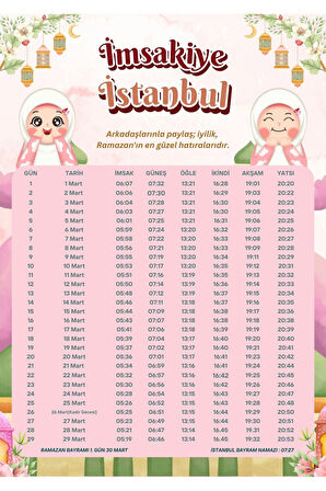 Ramazan İmsakiyesi Modern Kişiye Özel Tasarımlı Dijital Baskı 10 Adet A4 300 gr Model 44