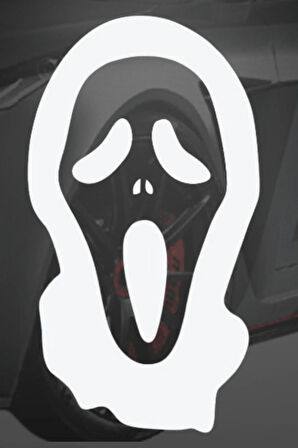 Scream Maskesi Oto Sticker Beyaz 13 cm X 7 cm