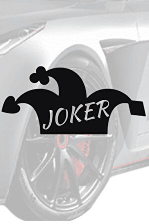 Joker Şapkası Oto Sticker Siyah 15 cm X 7 cm