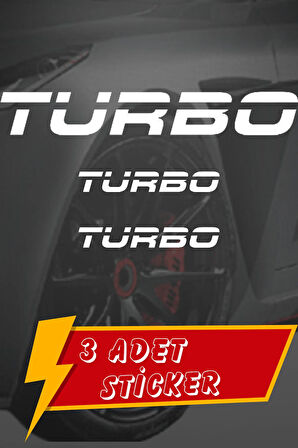 Turbo Oto Sticker Set Beyaz 1 Adet 20cmX3cm / 2 Adet 10cmX1,5cm