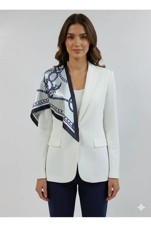 Zincir Desenli Lacivert Üçgen Fular Bandana Estacraft - 100x45 cm