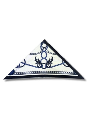 Zincir Desenli Lacivert Üçgen Fular Bandana Estacraft - 100x45 cm