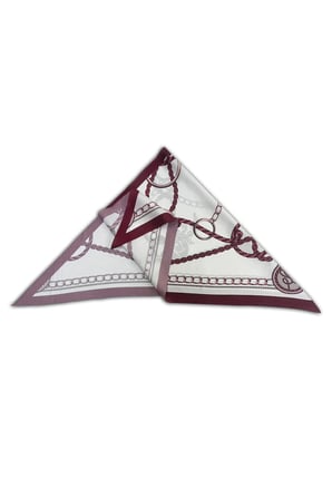 Zincir Desenli Kırmızı Üçgen Fular Bandana Estacraft - 100x45 cm