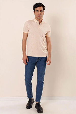 Bal Kısa Kollu Baskılı MerserizePamuklu Casual Slim Fit Dar Kesim T-Shirt 1011230150