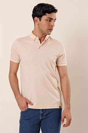 Bal Kısa Kollu Baskılı MerserizePamuklu Casual Slim Fit Dar Kesim T-Shirt 1011230150