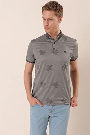 Kısa Kollu Baskılı Örme Pamuklu Casual Slim Fit Dar Kesim T-Shirt 1011230173 Siyah