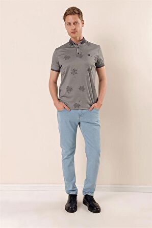 Kısa Kollu Baskılı Örme Pamuklu Casual Slim Fit Dar Kesim T-Shirt 1011230173 Siyah