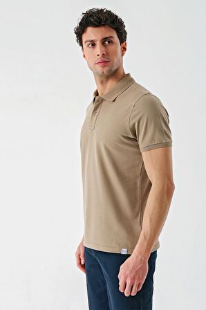 Su Yeşili Pike Polo Yaka Garnili Pamuklu Likralı Casual Slim Fit Dar Kesim Tişört 1011240156