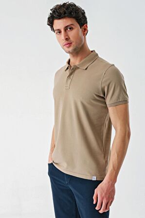 Su Yeşili Pike Polo Yaka Garnili Pamuklu Likralı Casual Slim Fit Dar Kesim Tişört 1011240156