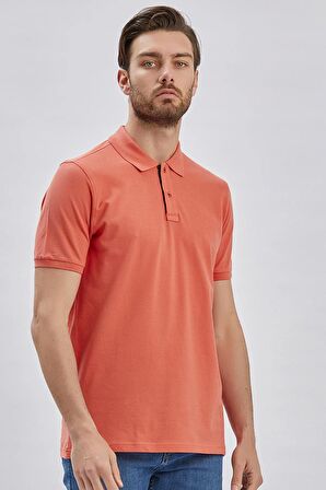 Pembe Pike Polo Yaka Garnili Pamuklu Likralı Casual Slim Fit Dar Kesim Tişört 1011240156
