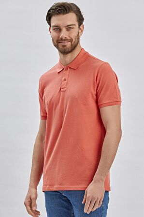 Pembe Pike Polo Yaka Garnili Pamuklu Likralı Casual Slim Fit Dar Kesim Tişört 1011240156