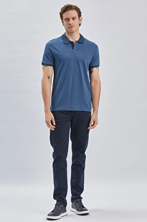Siyah Desenli Oxford Polo Yaka Cepli Pamuklu Klasik Comfort Fit Rahat Kesim Tişört 1011240171