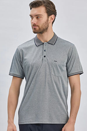Koyu Lacivert Desenli Oxford Polo Yaka Cepli Pamuklu Klasik Comfort Fit Rahat Kesim Tişört 1011240171