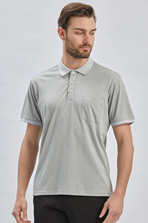 Taş Rengi Desenli Oxford Polo Yaka Cepli Pamuklu Klasik Comfort Fit Rahat Kesim Tişört 1011240171